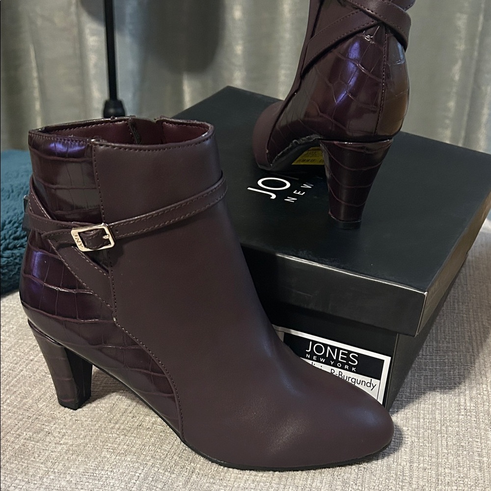 Jones New York Women's Dark Plum Heeled Boots